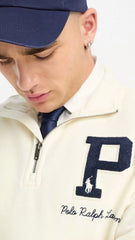 RL PREMIUM P LOGO COTTON FLEECE ZIP-UP (STONE)