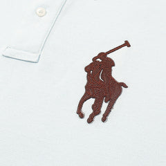 RL PREMIUM LEATHER BIG HORSE POLO SHIRT (SKY BLUE)