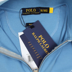 RL Premium Small Pony Zip Up Polo shirt (Sky Blue)