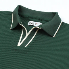 ZR PREMIUM MEN'S V NECK POLO SHIRT (GREEN)