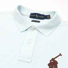 RL PREMIUM LEATHER BIG HORSE POLO SHIRT (SKY BLUE)