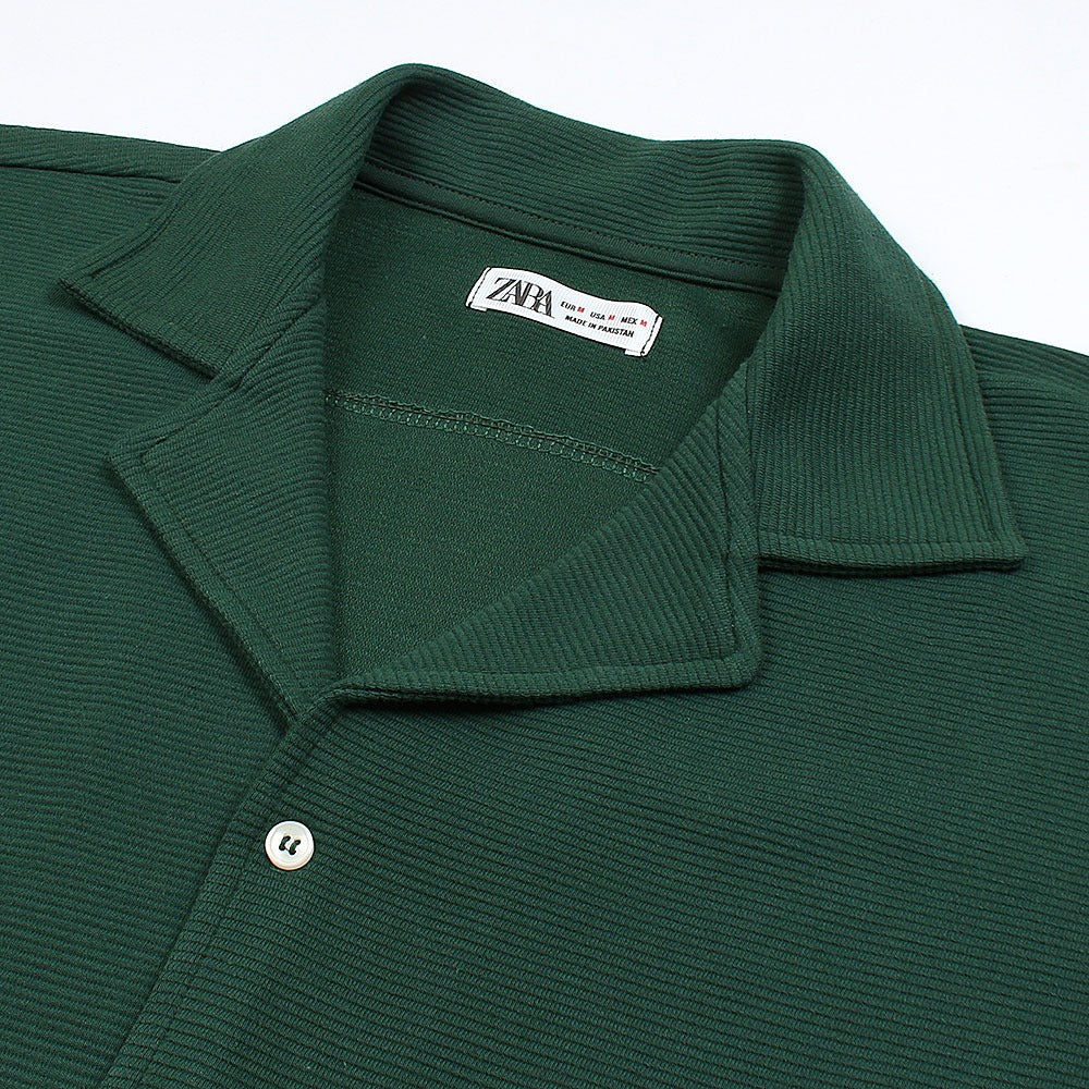 Z.A.R.A BASIC MEN'S CUBAN COLLAR CASUAL SHIRT (GREEN)