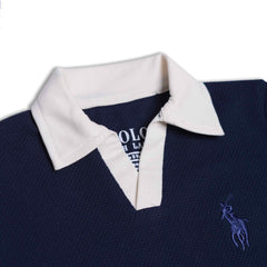 RL PREMIUM KIDS V NECK POLO SHIRT (NAVY BLUE)
