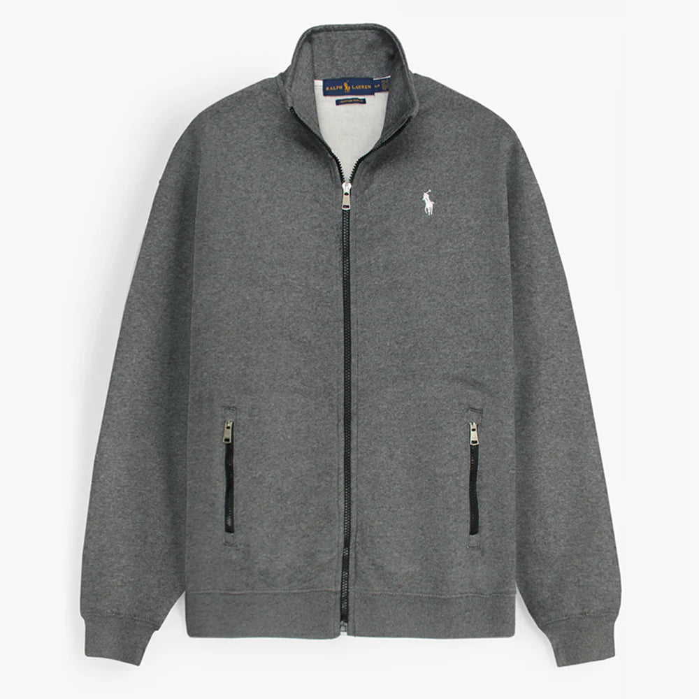 RL Premium Small Pony Cotton Fleece Zipper Jacket (Charcoal Grey)
