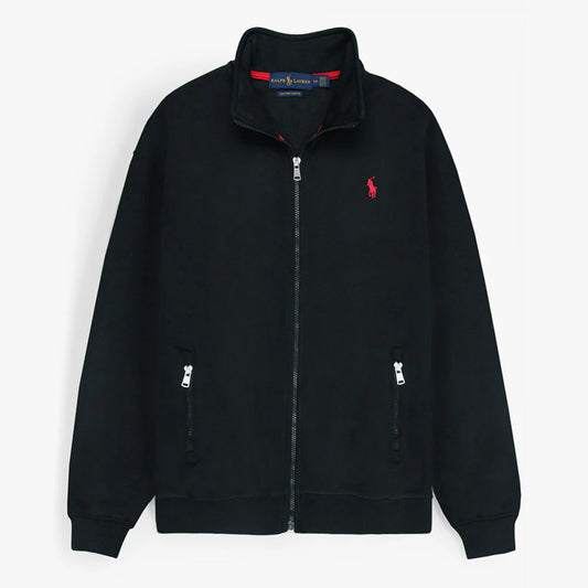 RL Premium Small Pony Cotton Fleece Zipper Jacket (Black)