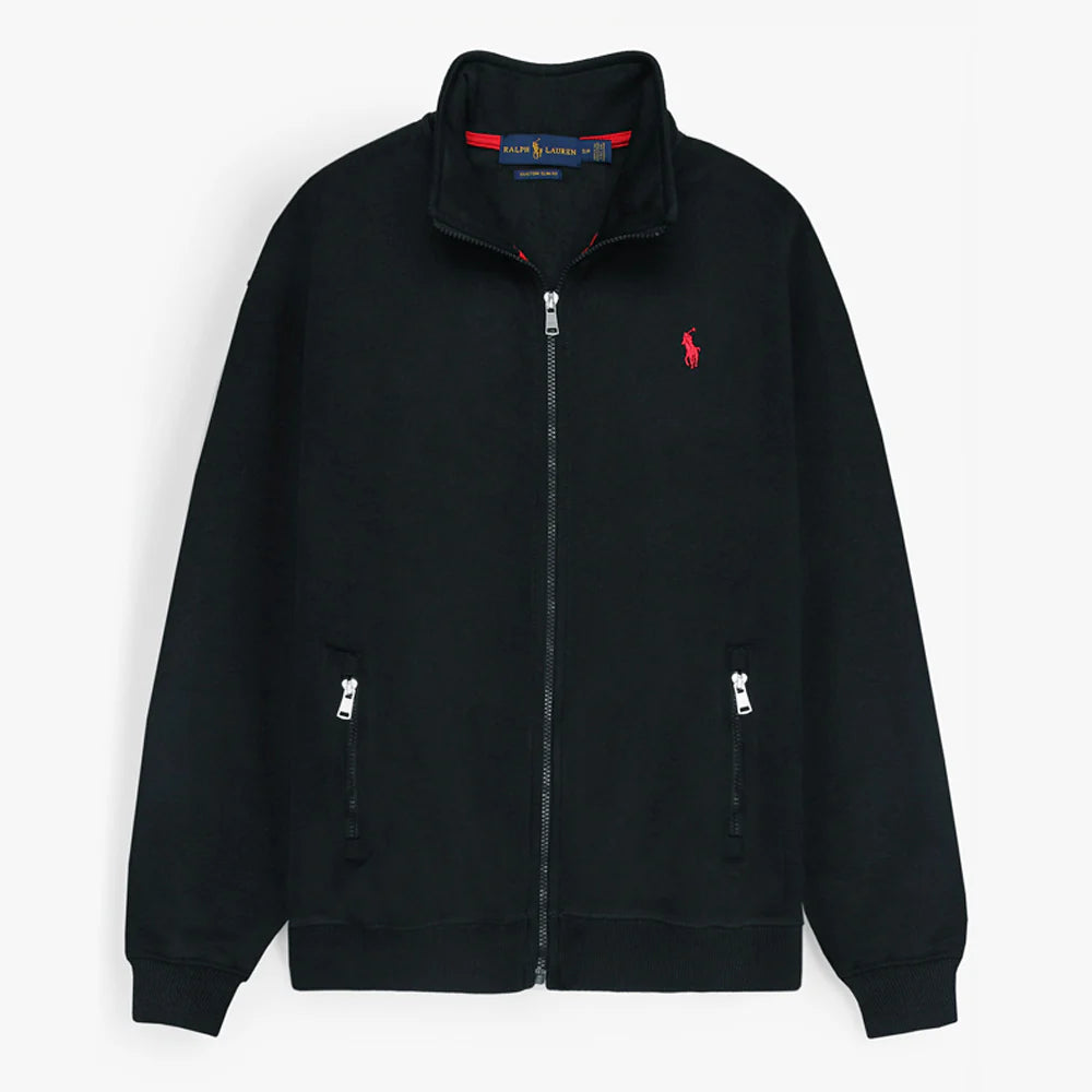 RL12 Premium Small Pony Cotton Fleece Zipper Jacket (Black)