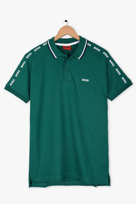 HGO BOS Imported Shoulder Contrast Trim Polo shirt (Green)