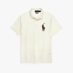 RL PREMIUM LEATHER BIG HORSE POLO SHIRT (OFF WHITE)