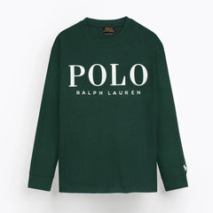 RL PREMIUM THERMAL COTTON IVORY LOGO SWEATSHIRT (DK GREEN)