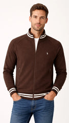 RL PREMIUM COTTON FLEECE DOUBLE KNIT TRACK JACKET (CHOCLATE BROWN)