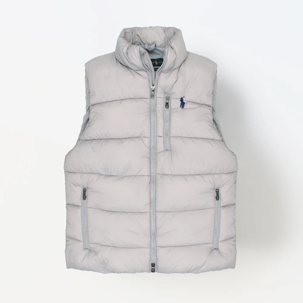 RL IMPORTED HANDWOVEN GORHM DOWN VEST JACKET (SILVER)
