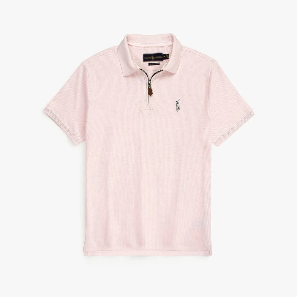 RL PREMIUM MEN'S MULTI ZIPPER POLO SHIRT (POWDER PINK)