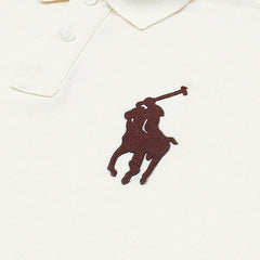 RL PREMIUM LEATHER BIG HORSE POLO SHIRT (OFF WHITE)