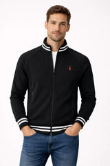 RL PREMIUM COTTON FLEECE DOUBLE KNIT TRACK JACKET (BLACK)