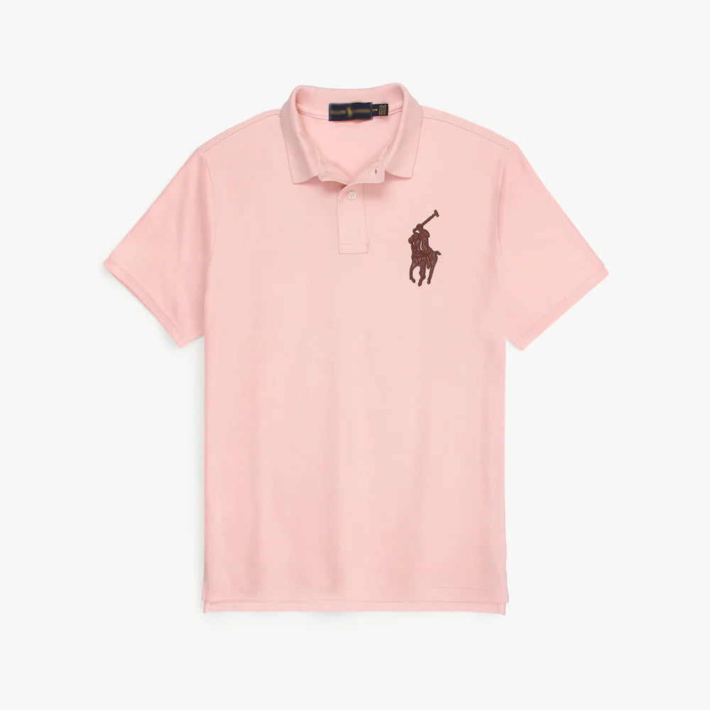RL PREMIUM LEATHER BIG HORSE POLO SHIRT (POWDER PINK)