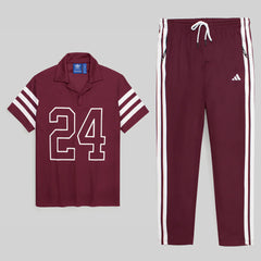 ADDAS PREMIUM INSPIRED 24 V NECK TRACKSUIT (MAROON)