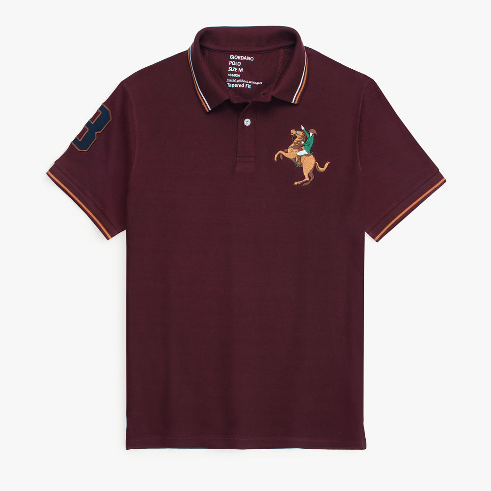 GRDNO Premium Napoleon Cow Boy Polo Shirt Maroon