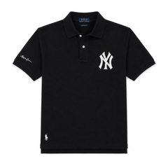 RL NY COTTON PIQUE COTTON POLO SHIRT (BLACK)