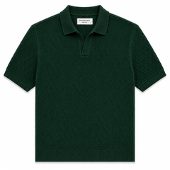 COTTON EAGLE DIAMOND KNIT POLO (BOTTLE GREEN)