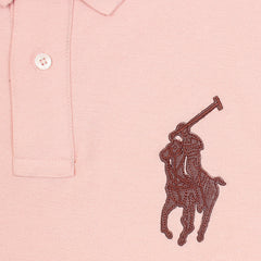 RL PREMIUM LEATHER BIG HORSE POLO SHIRT (POWDER PINK)