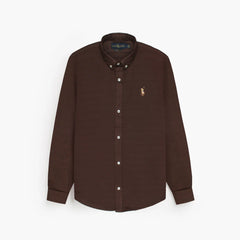 RL IMPORTED MEN'S OXFORD BUTTON CASUAL SHIRT (BROWN)