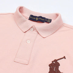 RL PREMIUM LEATHER BIG HORSE POLO SHIRT (POWDER PINK)