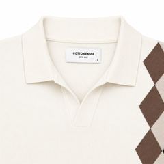 COTTON EAGLE FLAT KNIT WINDSOR POLO (OFF WHITE)