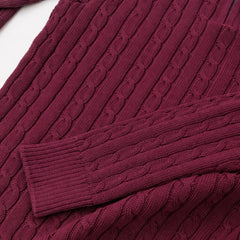 RL IMPORTED SINGLE PONY CABLE KNIT SWEATER (MAROON)