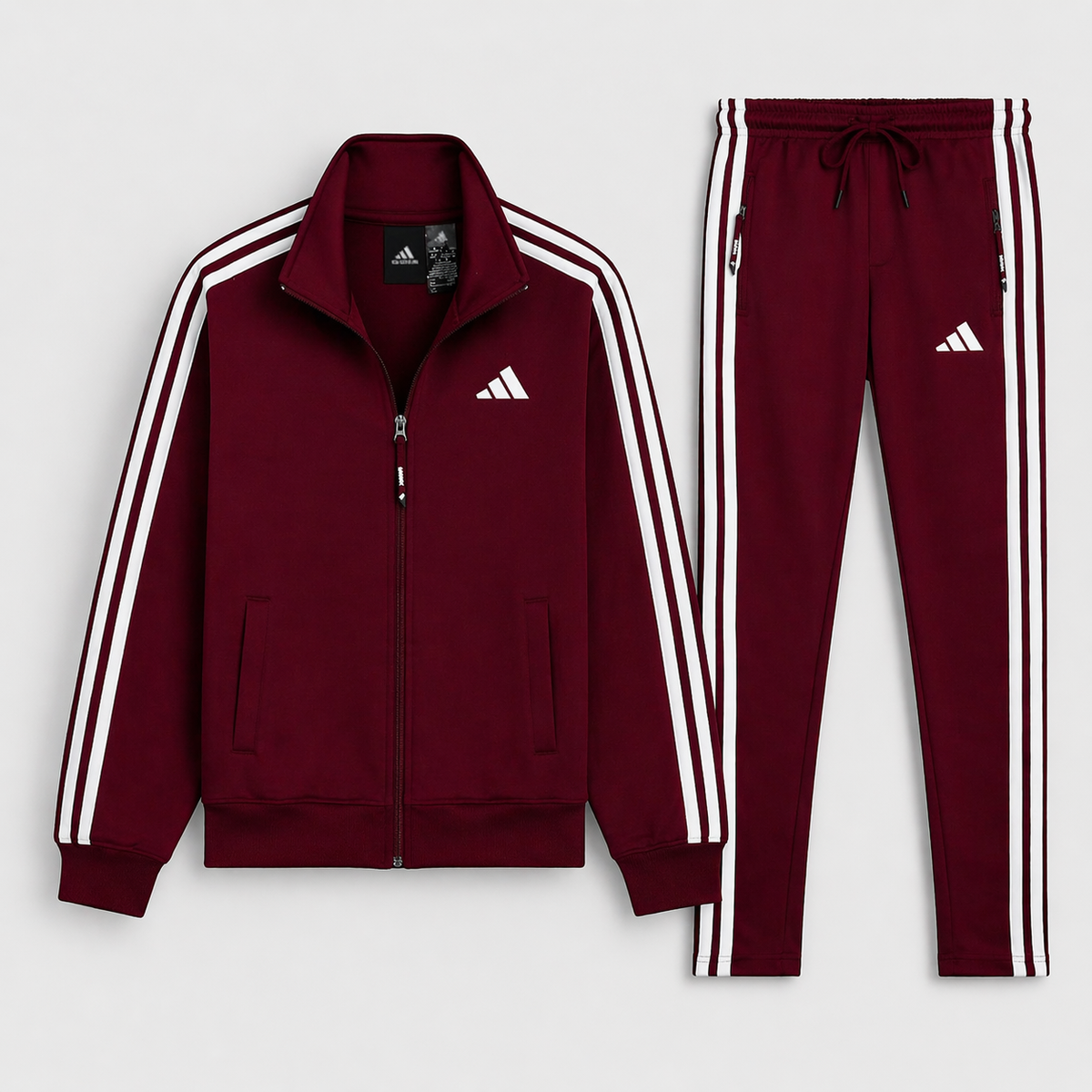 ADDAS EDGE LINE POLYESTER FLEECE TRACKSUIT (MAROON)