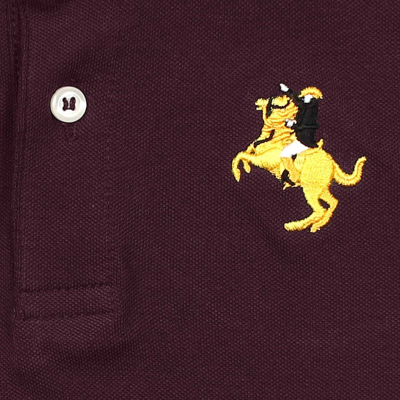 GRDNO Kids Premium Napoleon Tipped Collar Polo Shirt (Maroon)