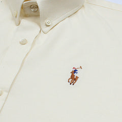 RL IMPORTED MEN'S OXFORD BUTTON CASUAL SHIRT (OFF-WHITE)