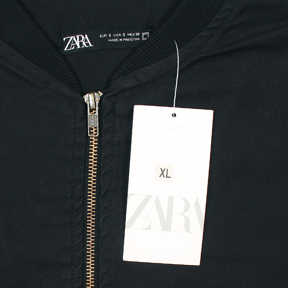 Z.A.R.A Premium Cotton Twill Fur Jacket (Black)