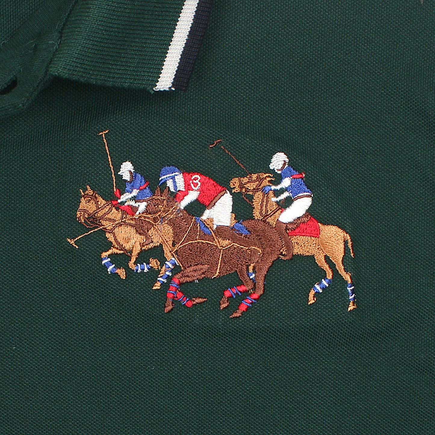 RL Premium 3 Horse Tipping Colar Polo Shirt (Green)