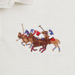 RL Premium 3 Horse Pique Cotton Polo Shirt (White)