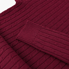 RL IMPORTED SMALL PONY ROUND NECK CABLE KNIT SWEATER (MAROON)