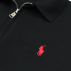 RL Premium Small Pony Zip Up Polo shirt (Black)