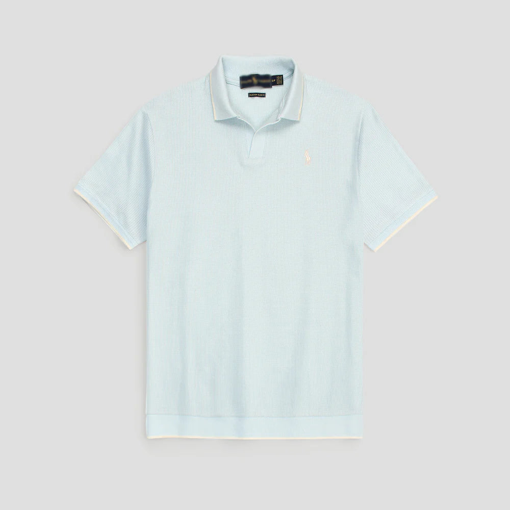RL PREMIUM MEN'S V NECK BORDER POLO SHIRT (SKY BLUE)