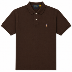 RL SMALL PONY MULTI HORSE COTTON PIQUE POLO SHIRT (CHOCLATE BROWN)