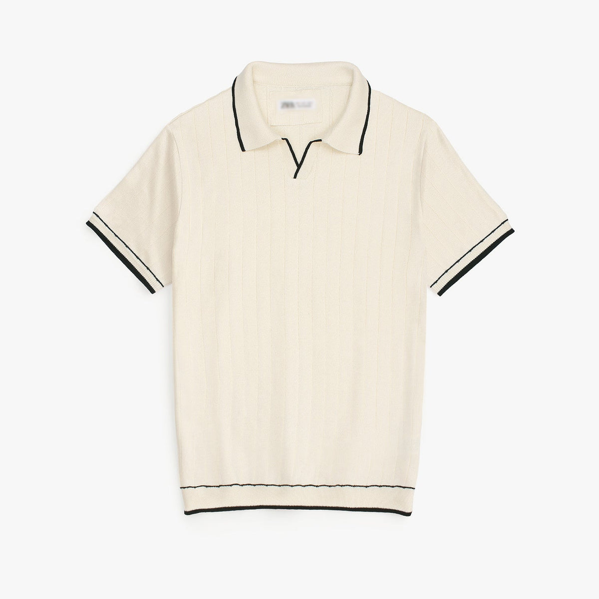 Z.A.R.A PREMIUM ESPRESSO CABEL-KNIT POLO SHIRT (OFF-WHITE)