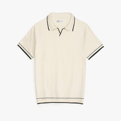 Z.A.R.A PREMIUM ESPRESSO CABEL-KNIT POLO SHIRT (OFF-WHITE)