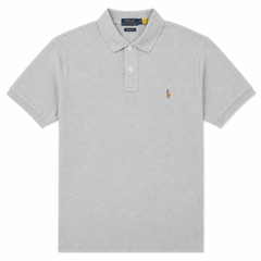 RL SMALL PONY MULTI HORSE COTTON PIQUE POLO SHIRT (MARL GREY)