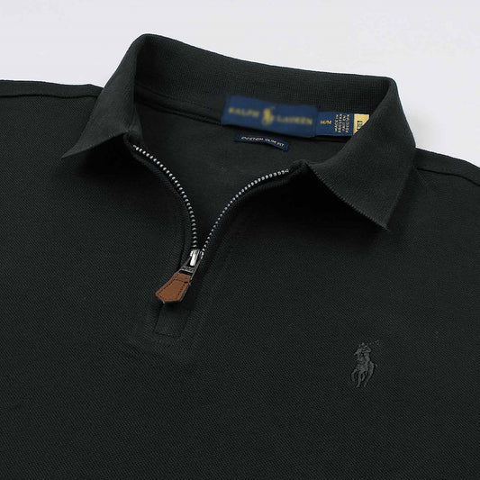 RL Premium Small Pony Zip Up Polo shirt (Black)