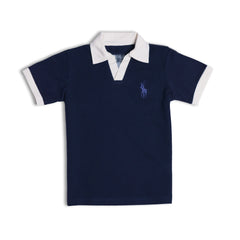 RL PREMIUM KIDS V NECK POLO SHIRT (NAVY BLUE)