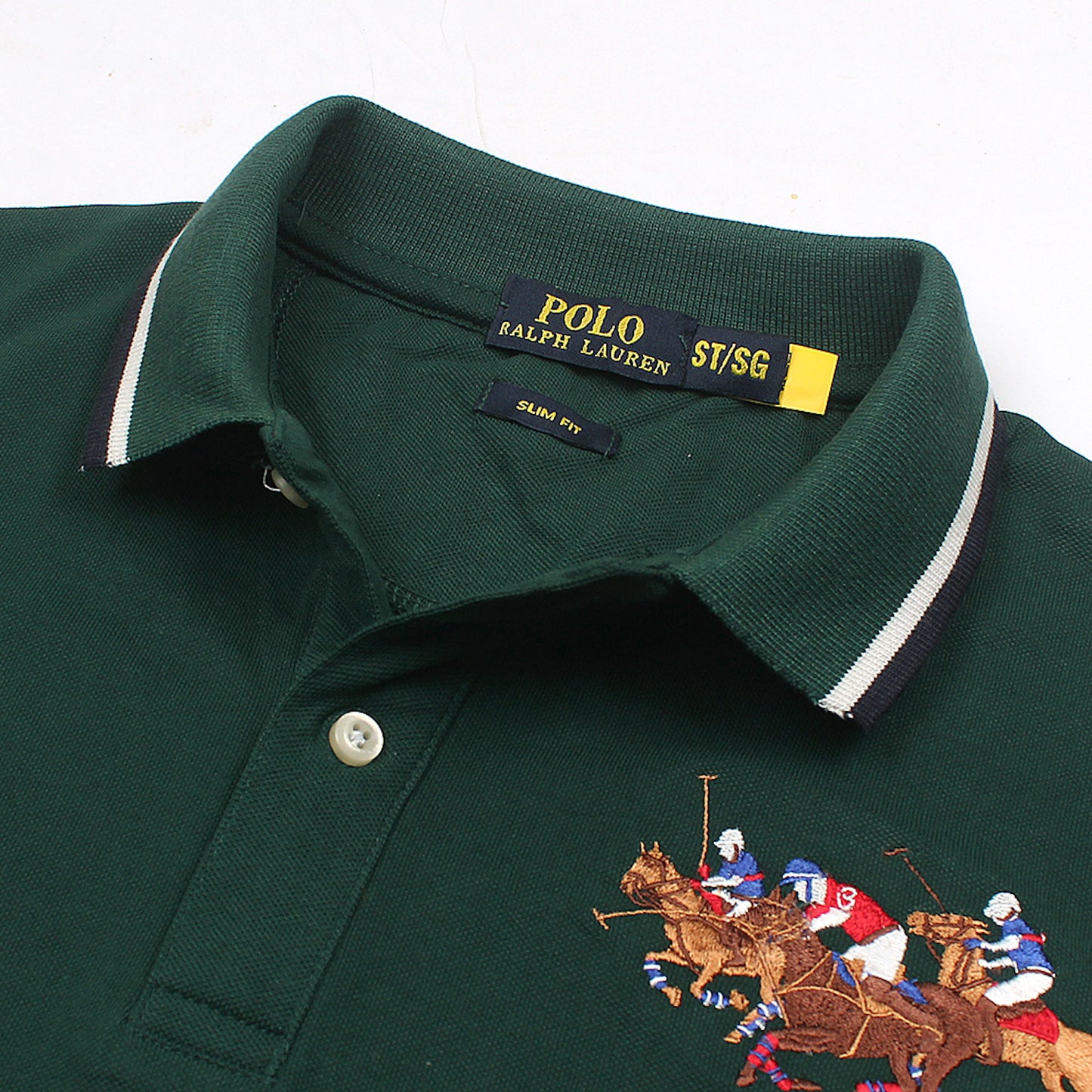 RL Premium 3 Horse Tipping Colar Polo Shirt (Green)