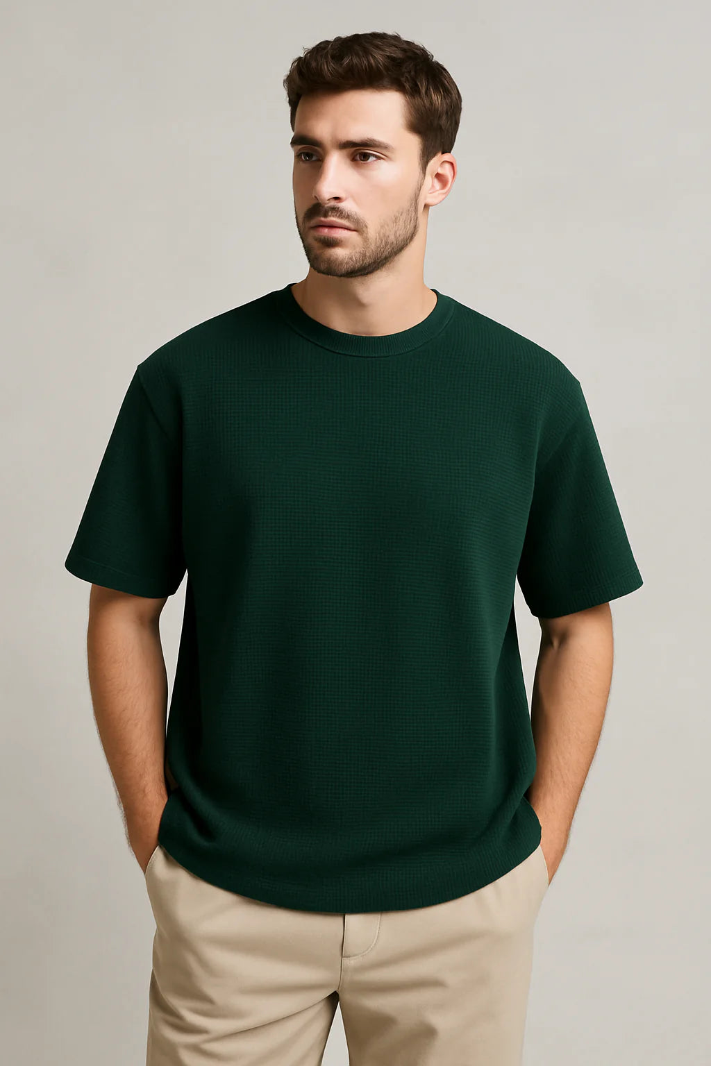 Z.A.R.A PREMIUM WAFFLE OVERSIZED T-SHIRT UNISEX (DARK GREEN)