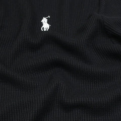 RL PREMIUM MEN'S V NECK BORDER POLO SHIRT (BLACK)