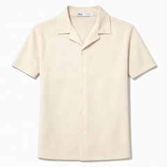 Z.A.R.A PREMIUM MEN'S CUBAN COLLAR KNITTED SHIRT (OFF-WHITE)