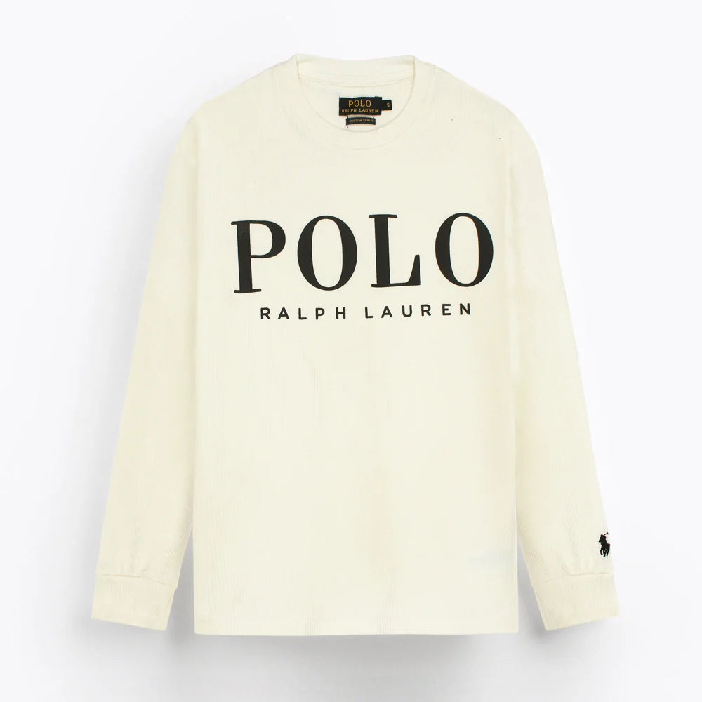 RL PREMIUM THERMAL COTTON IVORY LOGO SWEATSHIRT (OFF-WHITE)