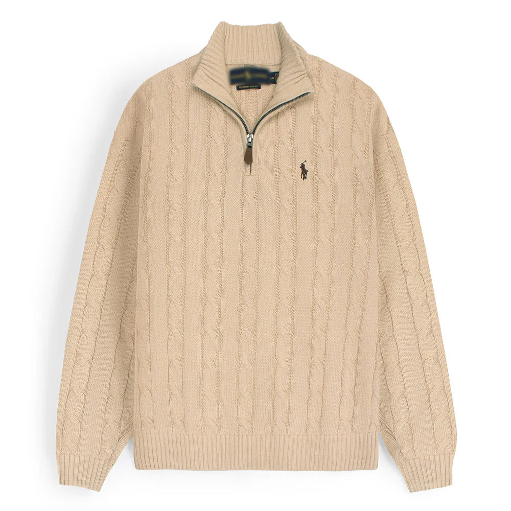 RL IMPORTED SMALL PONY CABLE KNIT SWEATER (SKIN)