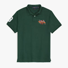 RL Premium 3 Horse Pique Cotton Polo Shirt (Dark Green)